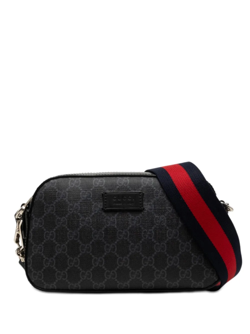 Gucci Pre-Owned Borsa a tracolla in tessuto GG Supreme con decorazione Web 2000-2015 - Nero