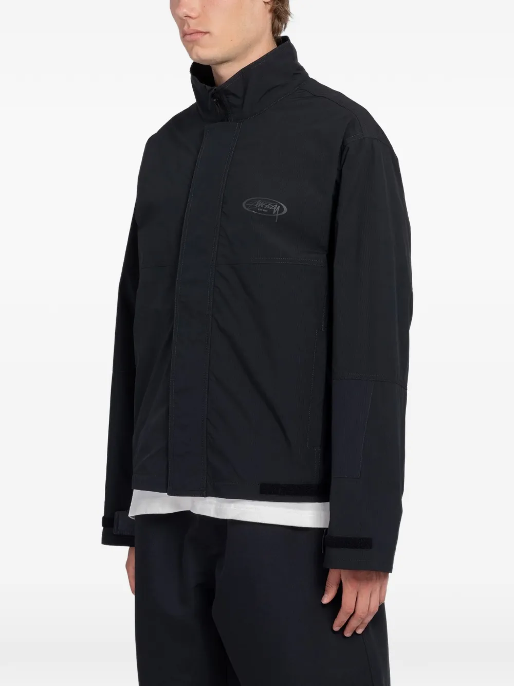 Stüssy MX jack met logoprint en hoge hals Zwart