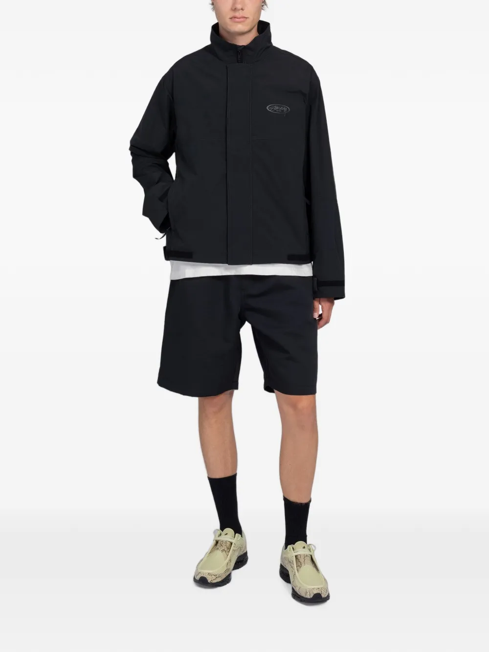 Stüssy MX jack met logoprint en hoge hals Zwart