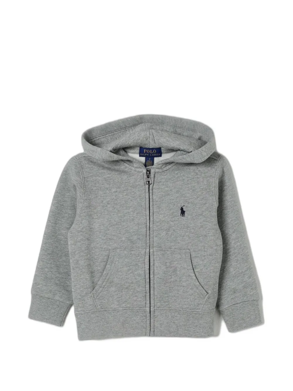 POLO RALPH LAUREN KIDS zip-up logo-embroidered hoodie - Grigio