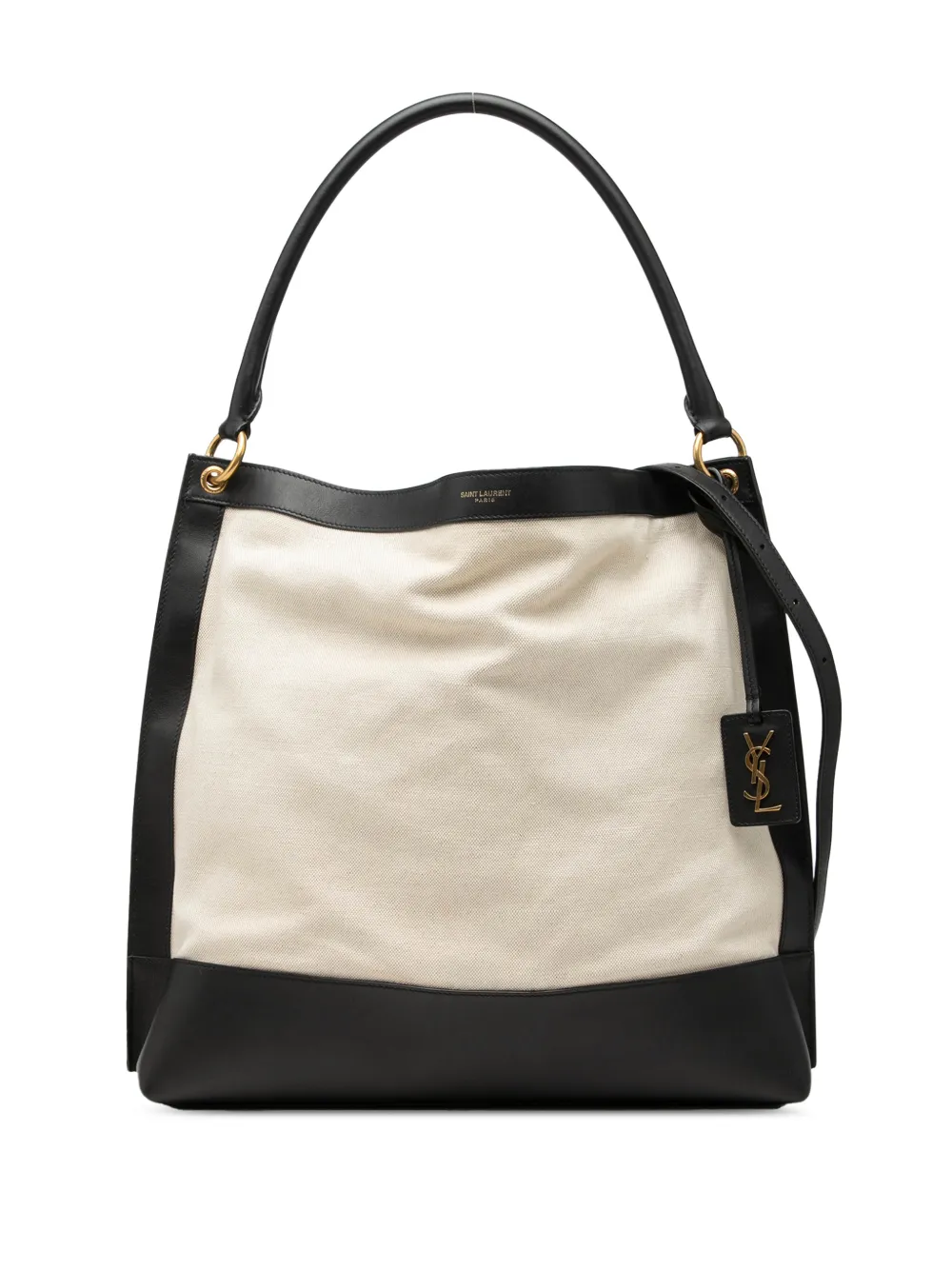 Saint Laurent Pre-Owned Borsa a tracolla Tag Hobo in tela bicolore e pelle di vitello 2020 - Bianco