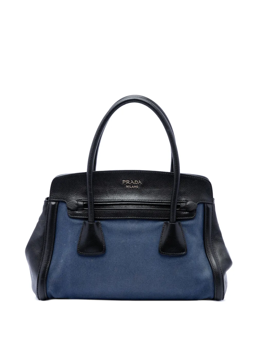 Prada Pre-Owned Borsa a tracolla in tela con finiture in pelle Saffiano 2013-2026 - Blu