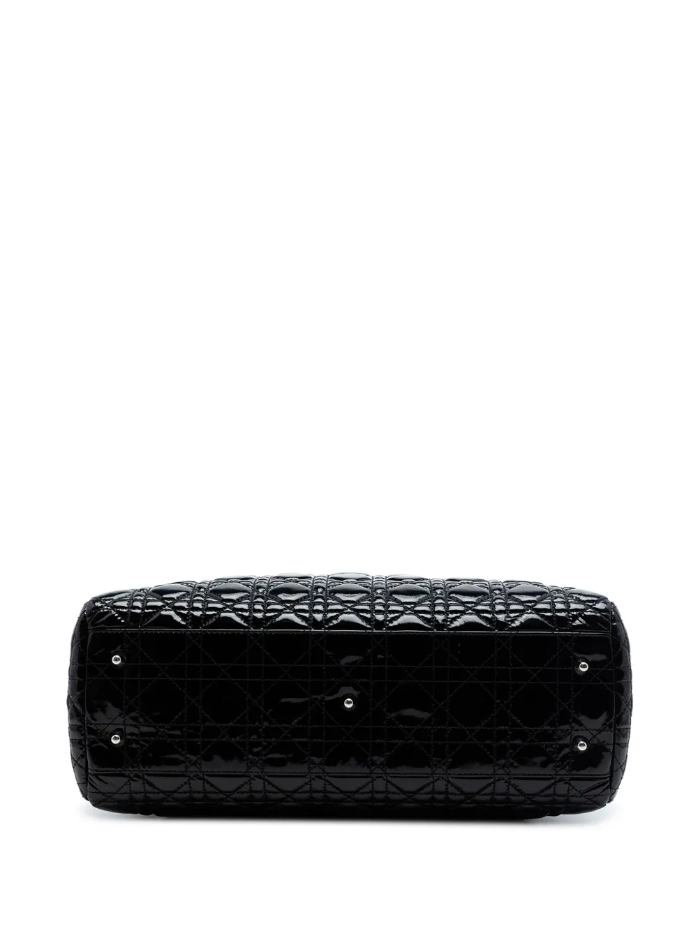 Dior Pre-owned 2010 Large Patent Cannage Lady Dior Soft Shopping Tote Bag in Black, view 4