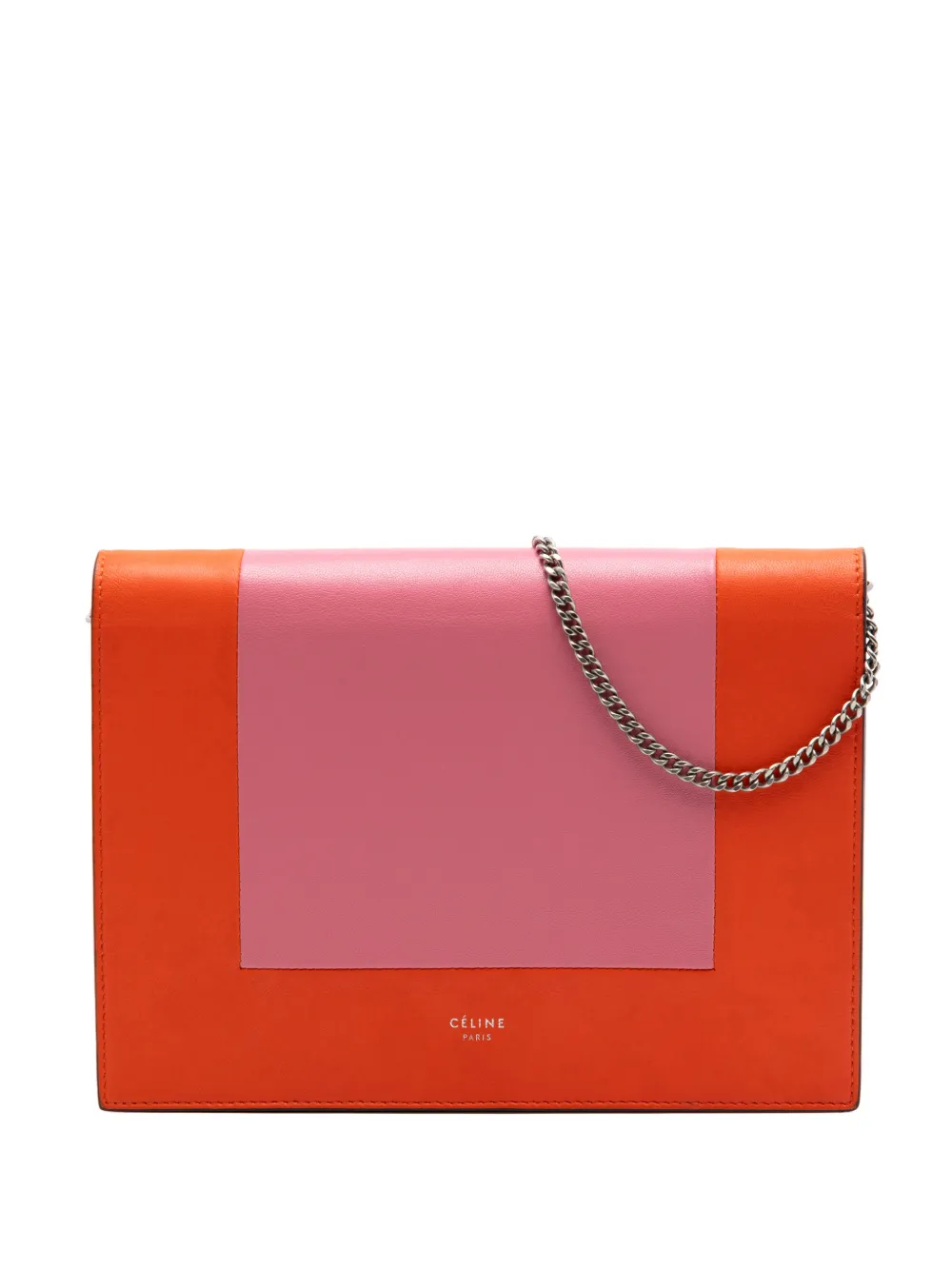 Celine Pre-Owned Borsa a tracolla Frame in pelle con catena 2017 - Arancione