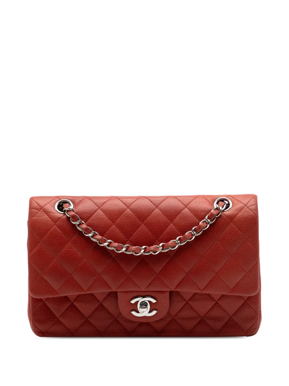 CHANEL Pre-Owned Borsa a spalla Classic Double Flap media in pelle Caviar 2010-2011 - Rosso