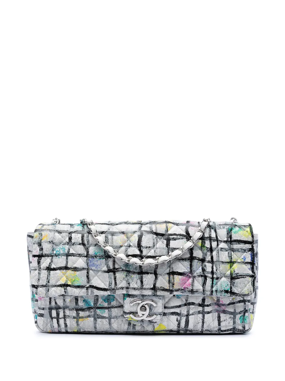 CHANEL Pre-Owned 2014 Medium Calfskin Hand Painted Graffiti Flap shoulder bag - White