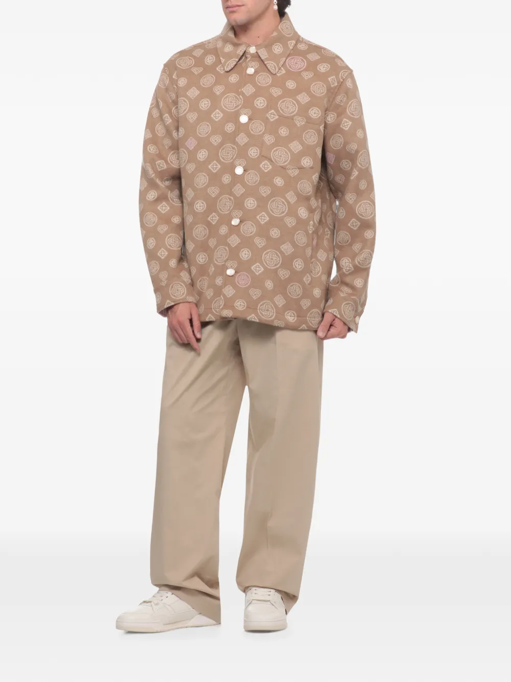Casablanca Wollen shirtjack met monogram Beige