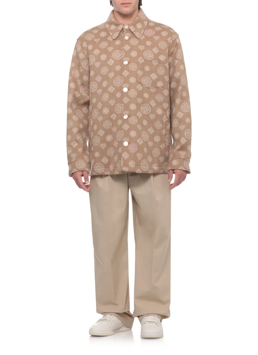 Casablanca Wollen shirtjack met monogram Beige