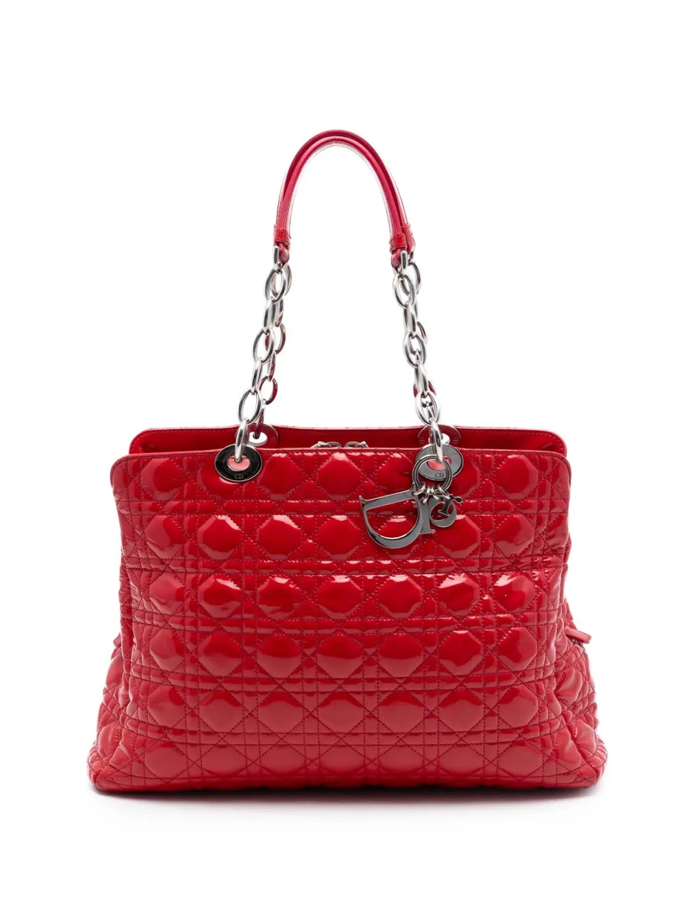 Christian Dior Pre-Owned Borsa tote Lady Dior Soft Shopping grande lucida con motivo Cannage 2013 - Rosso