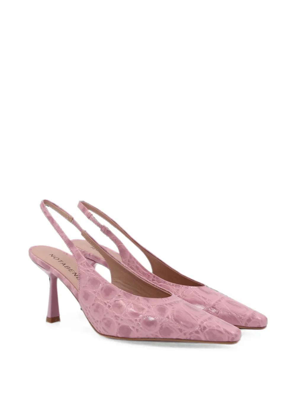 Notabene Emmely 70 crocodile-effect square-toe pumps Roze