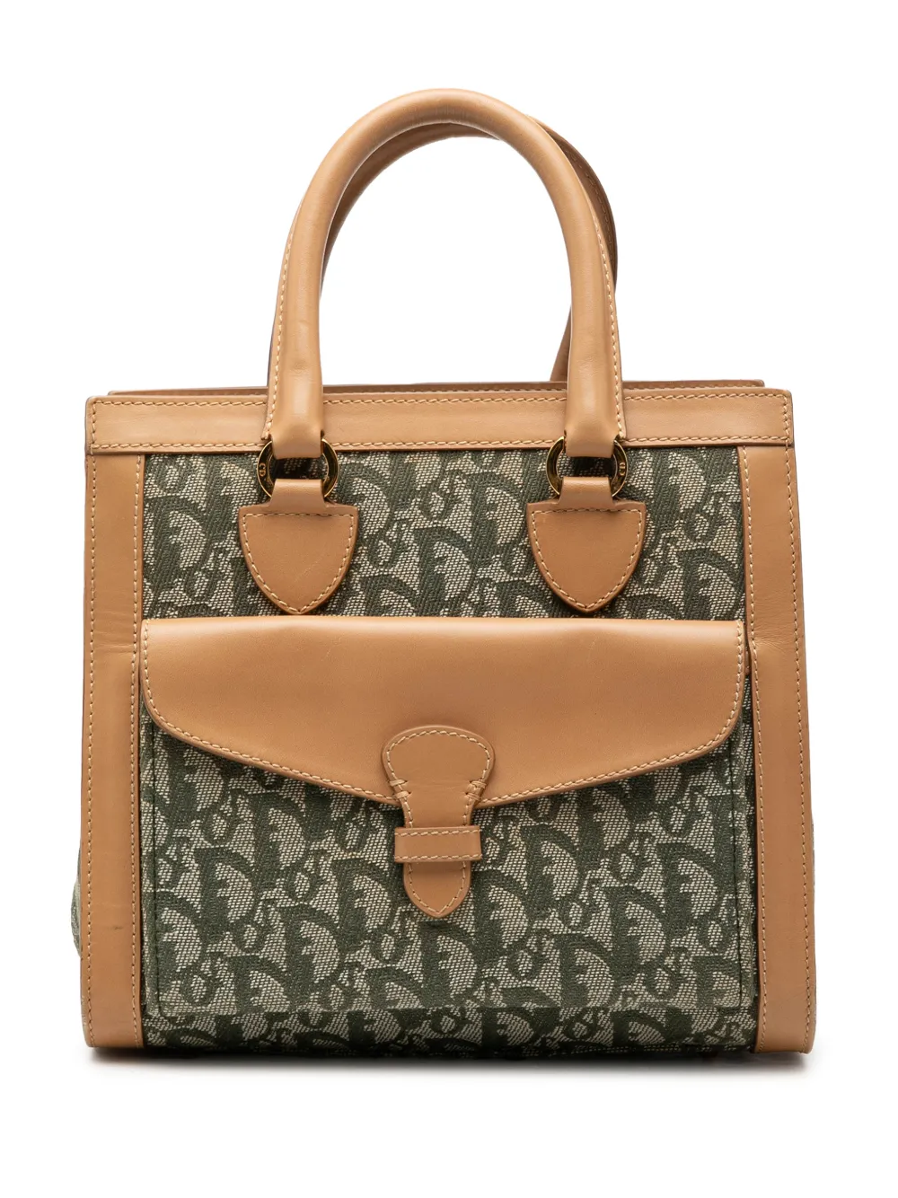 Christian Dior Pre-Owned Borsa tote Diorissimo in tela con doppia tasca e motivo Trotter 2002 - Verde