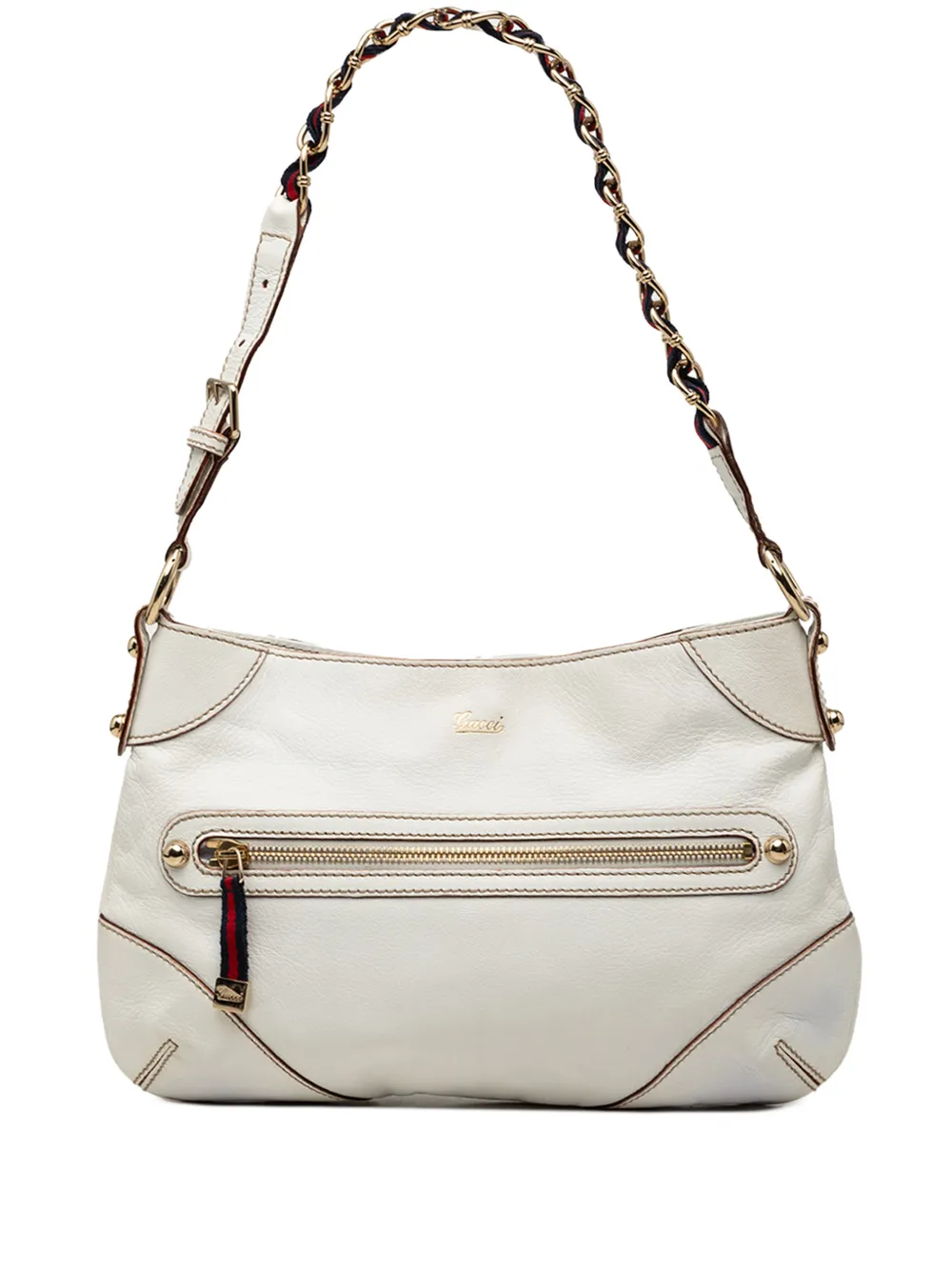 Gucci Pre-Owned Borsa a spalla Capri Ranch Kid in pelle di vitello con decorazione Web 2000-2015 - Bianco