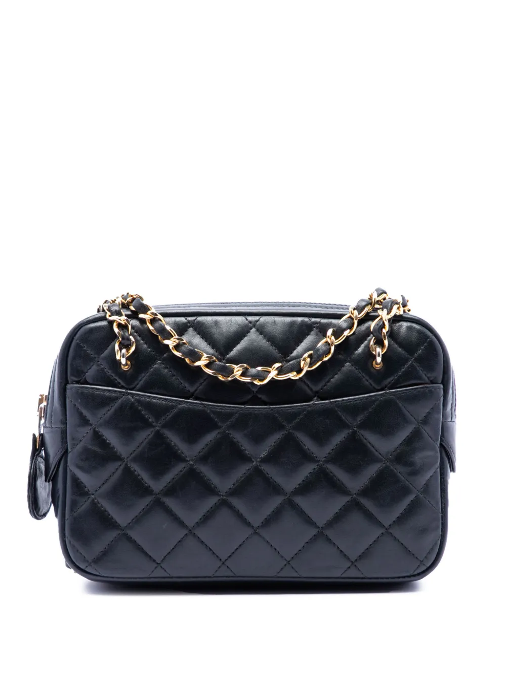 CHANEL Pre-Owned Borsa a tracolla CC mini in pelle di agnello trapuntata con catena 1989-1991 - Nero