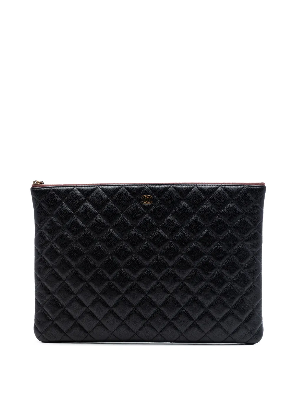 CHANEL Pre-Owned Clutch Boy O Case grande in pelle Caviar trapuntata 2013-2014 - Nero