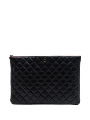 CHANEL Pre-Owned 2000s Large Nylon Quilted Laptop Case Bag | Black