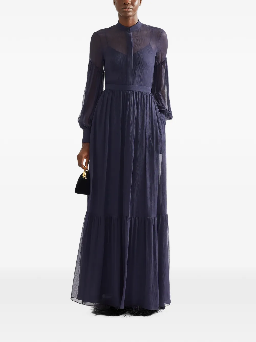 ERDEM Tiered-hem Maxi Skirt in Blue, view 2
