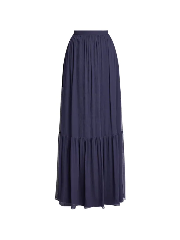 Erdem Tiered-hem Maxi Skirt in Blue