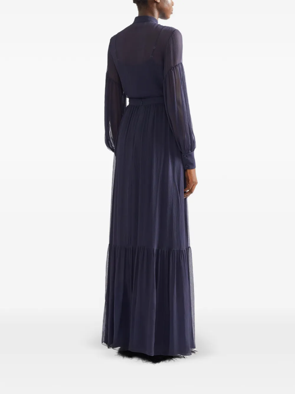 ERDEM Tiered-hem Maxi Skirt in Blue, view 3