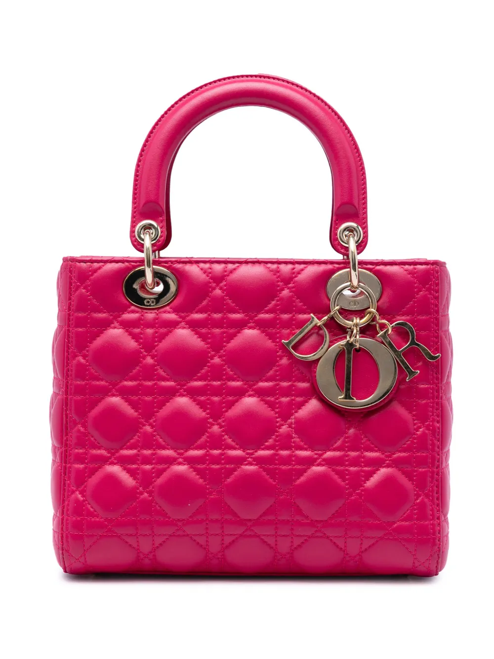 Christian Dior Pre-Owned Borsa a tracolla Lady Dior media in pelle di agnello con motivo Cannage 2014 - Rosa