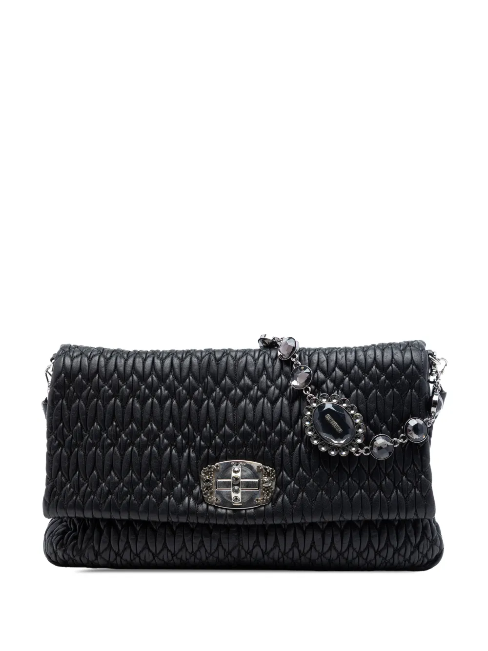 Miu Miu Pre-Owned Borsa a tracolla in nappa matelassé con cristalli 2010-2026 - Nero