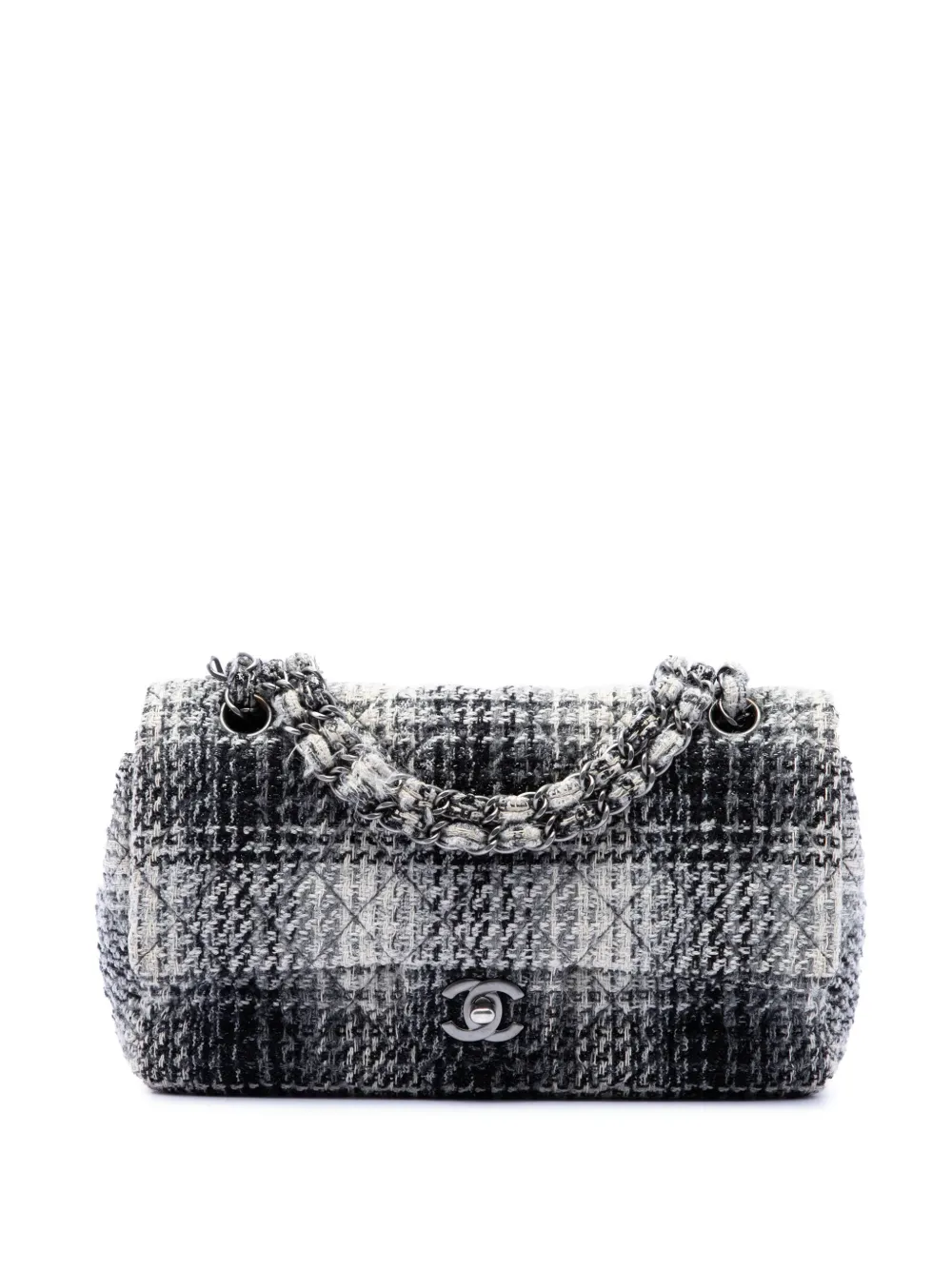CHANEL Pre-Owned Borsa a spalla Classic Double Flap media in tweed 2009-2010 - Nero