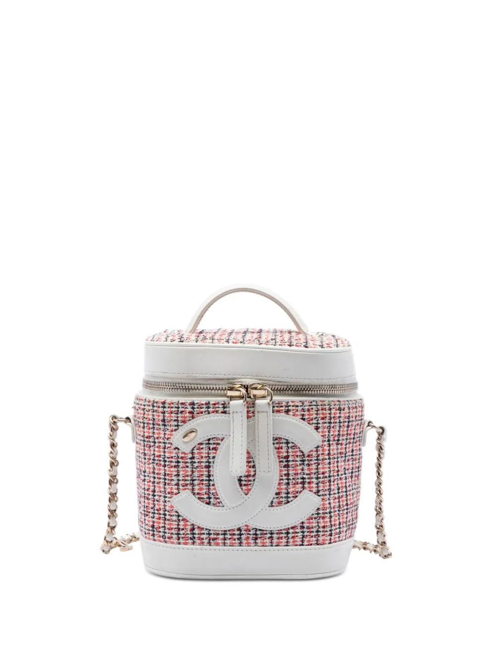 CHANEL Pre-Owned 2019 Tweed and Lambskin Vanity Cosmetic Case satchel - Multicolour
