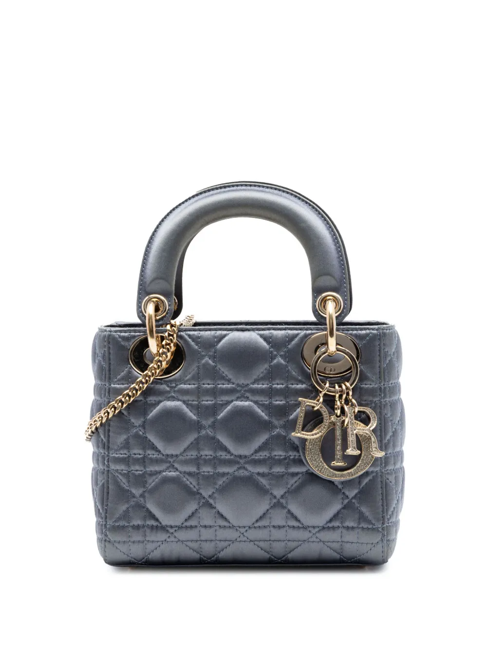 Christian Dior Pre-Owned Borsa a tracolla Lady Dior mini con cristalli Swarovski e motivo Cannage 2019 - Grigio