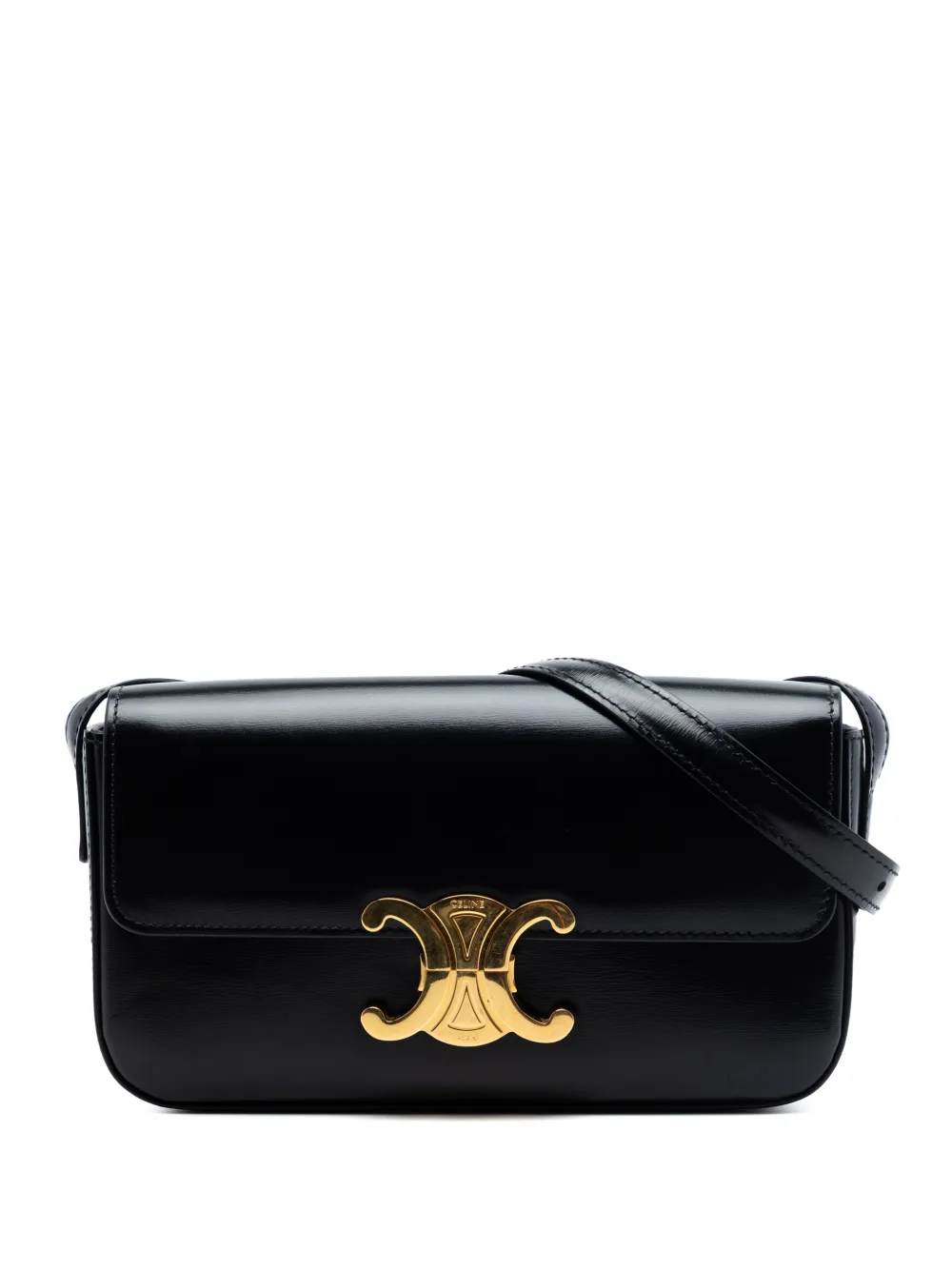 Celine Pre-Owned Borsa a spalla Triomphe Claude in pelle di vitello lucida 2021 - Nero