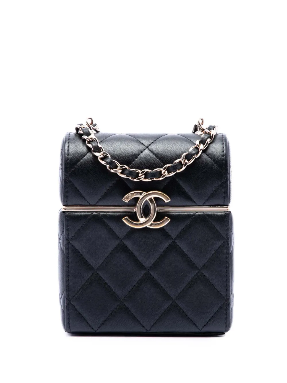 CHANEL Pre-Owned 2021 Small Quilted Lambskin Box With Chain crossbody bag - Black