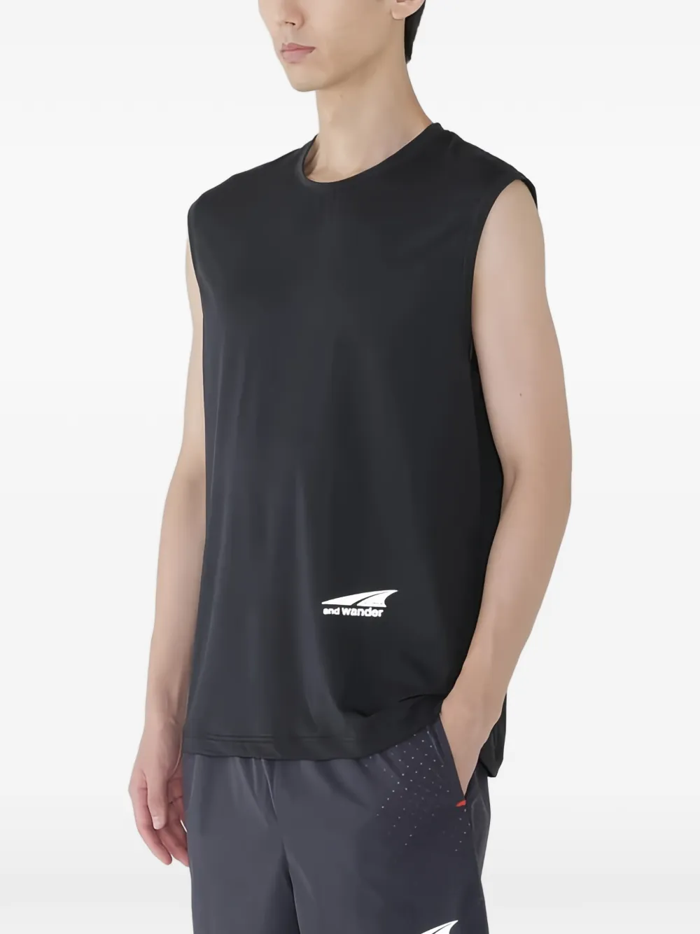 and Wander Mouwloos T-shirt met logoprint Zwart