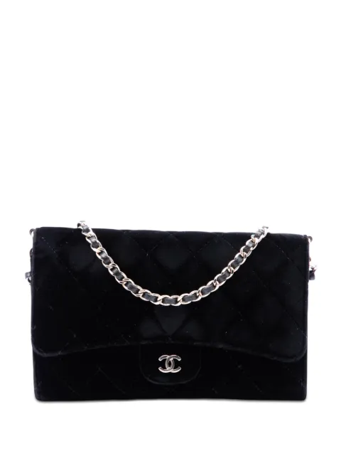 CHANEL Pre-Owned bolsa de hombro Wallet On Chain de terciopelo capitonada con logo CC 2015-2016