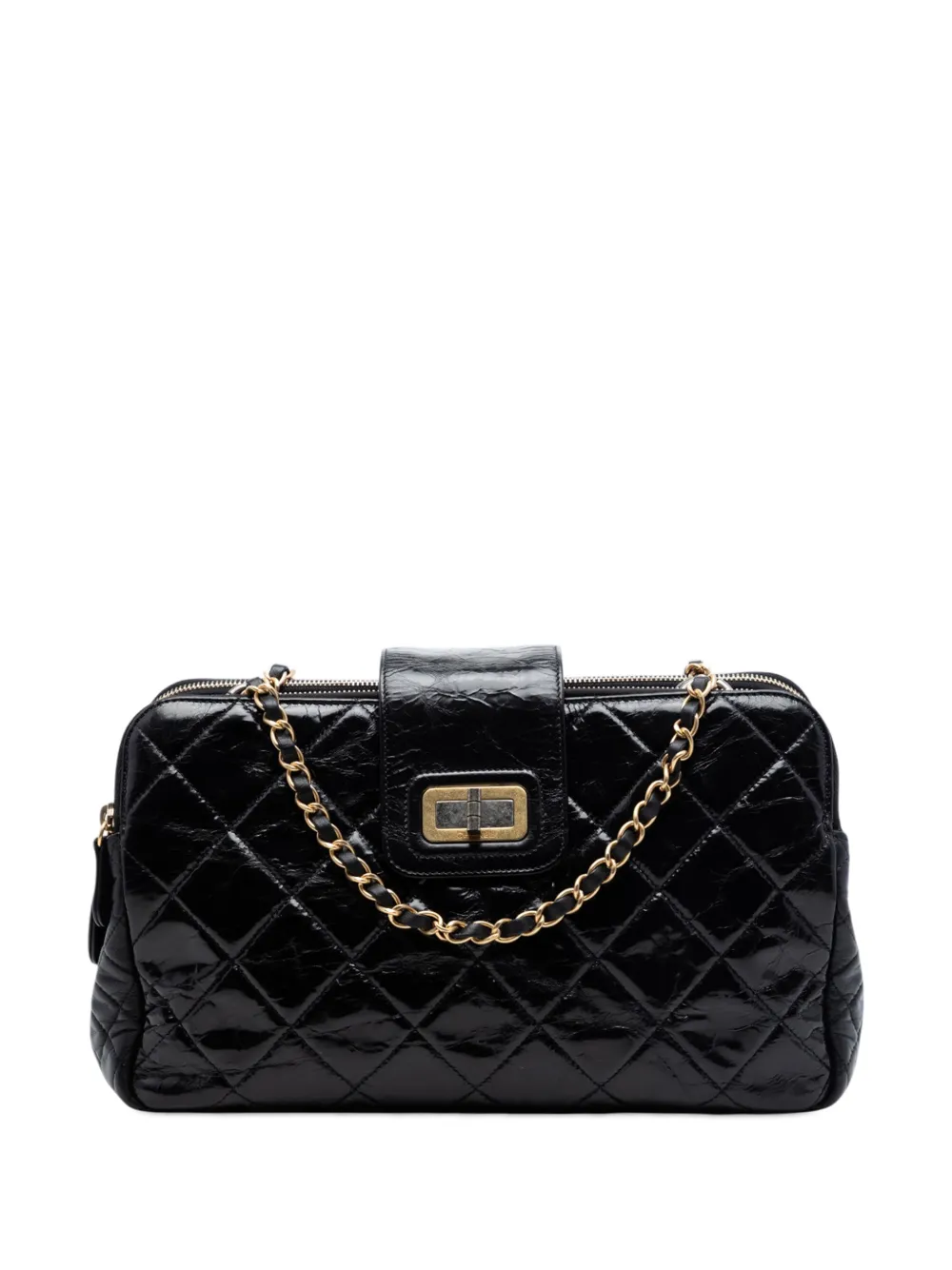CHANEL Pre-Owned 2011 Quilted Glazed Calfskin Reissue Mademoiselle Accordion tote bag - Black