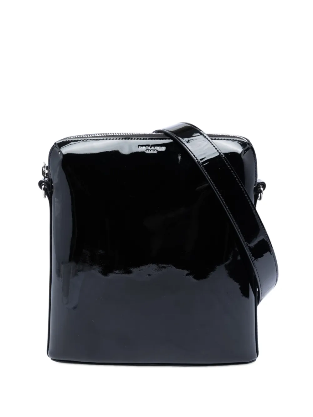Saint Laurent Pre-Owned Borsa a tracolla in pelle verniciata 2022 - Nero