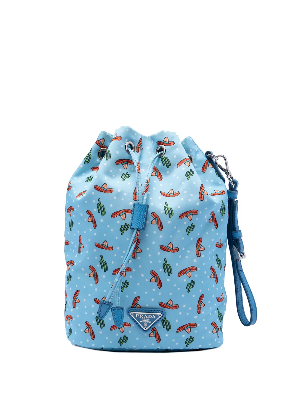Prada Pre-Owned Pouch in tessuto Sombrero and Cactus con coulisse 2013-2026 - Blu