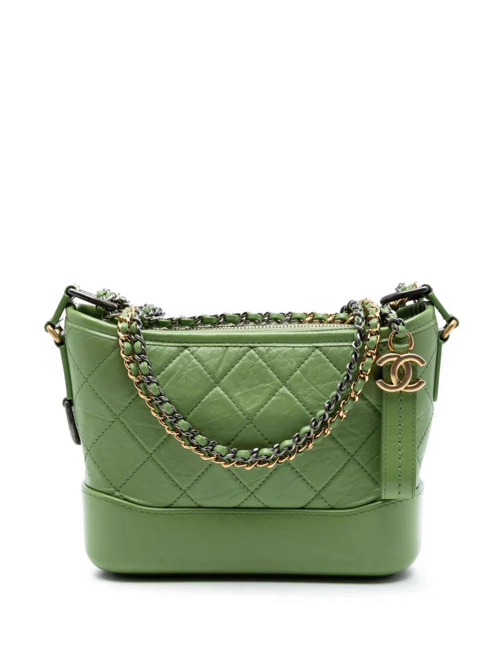 CHANEL Pre-Owned 2021-2026 Small Quilted Aged Calfskin Gabrielle Hobo crossbody bag - Green