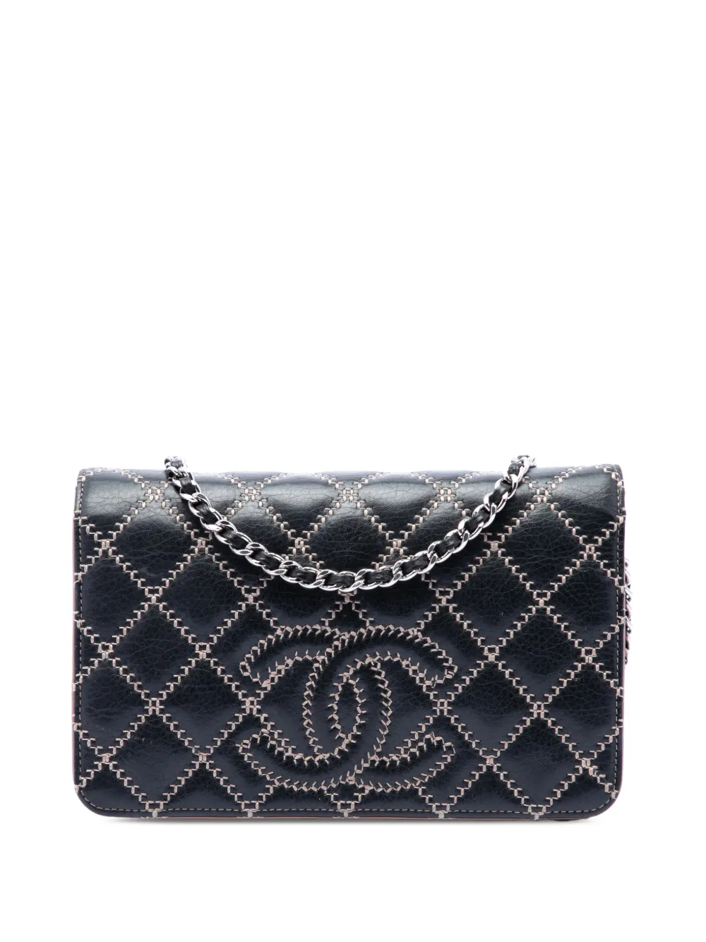 CHANEL Pre-Owned Borsa a tracolla Fancy CC in pelle di vitello trapuntata con catena 2014 - Nero