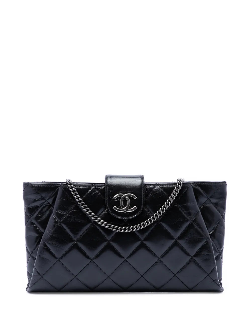 CHANEL Pre-Owned Clutch a tracolla Coco Pleats trapuntata in pelle di vitello lucida con catena 2014-2015 - Nero