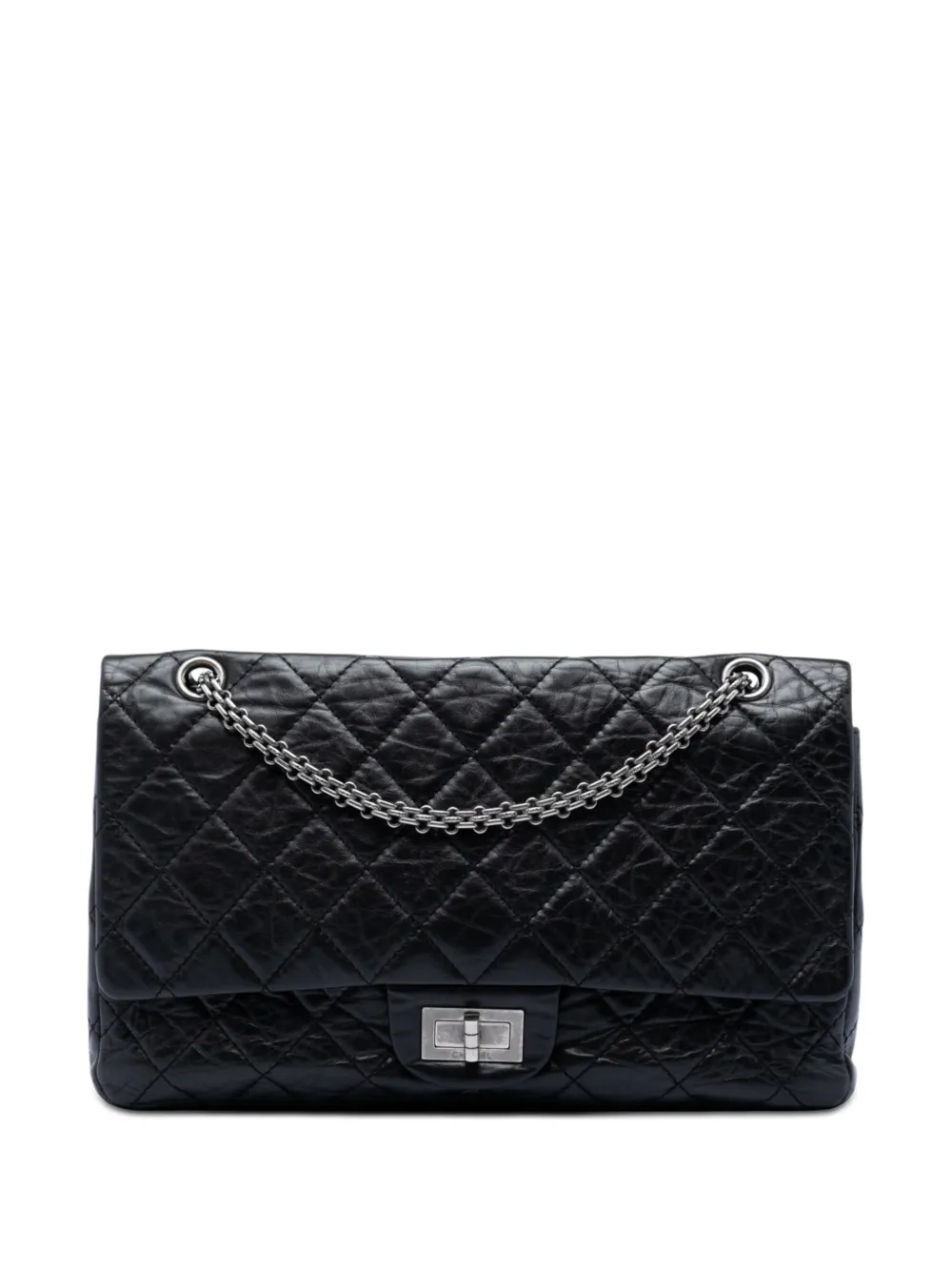 CHANEL Pre-Owned Borsa a spalla Reissue 2.55 Double Flap 226 in pelle di vitello trapuntata 2009-2010 - Nero