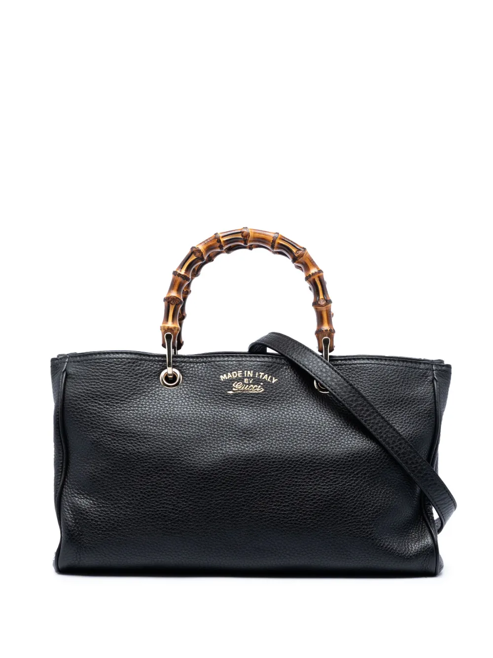 Gucci Pre-Owned Borsa shopper media in pelle di vitello e bambù 2016-2026 - Nero