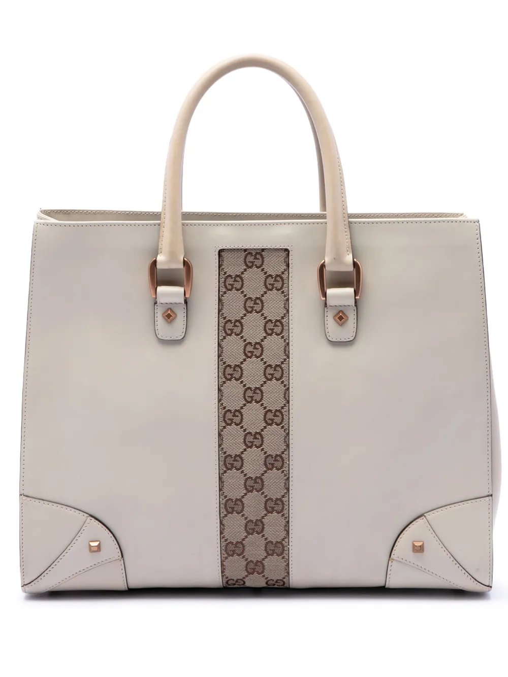 Gucci Pre-Owned Borsa tote Nailhead in tela GG e pelle di vitello 2000-2015 - Bianco