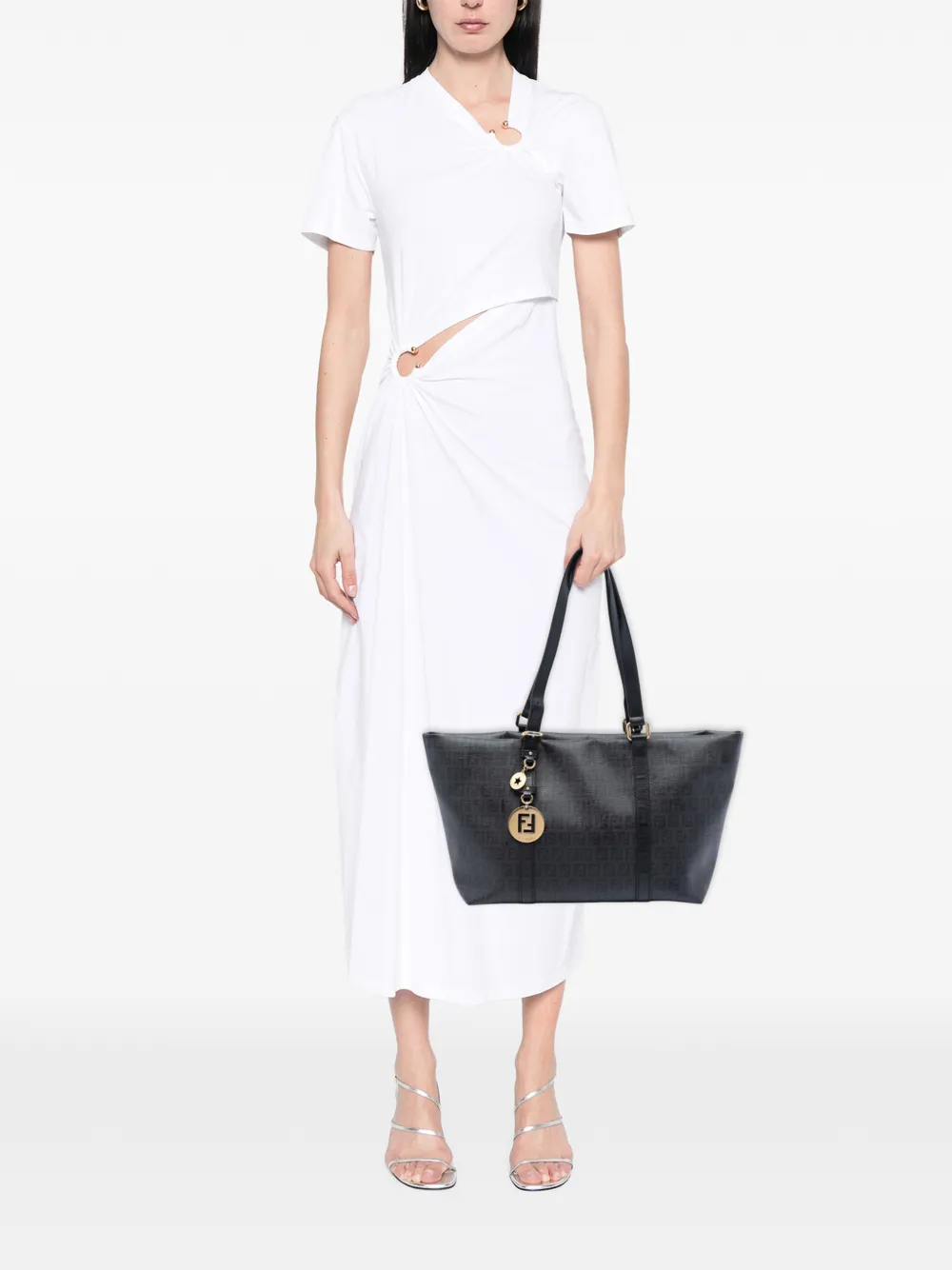 Fendi Pre-owned 2000-2026 Zucchino Coated Canvas Superstar Tote Bag in Grey, view 2