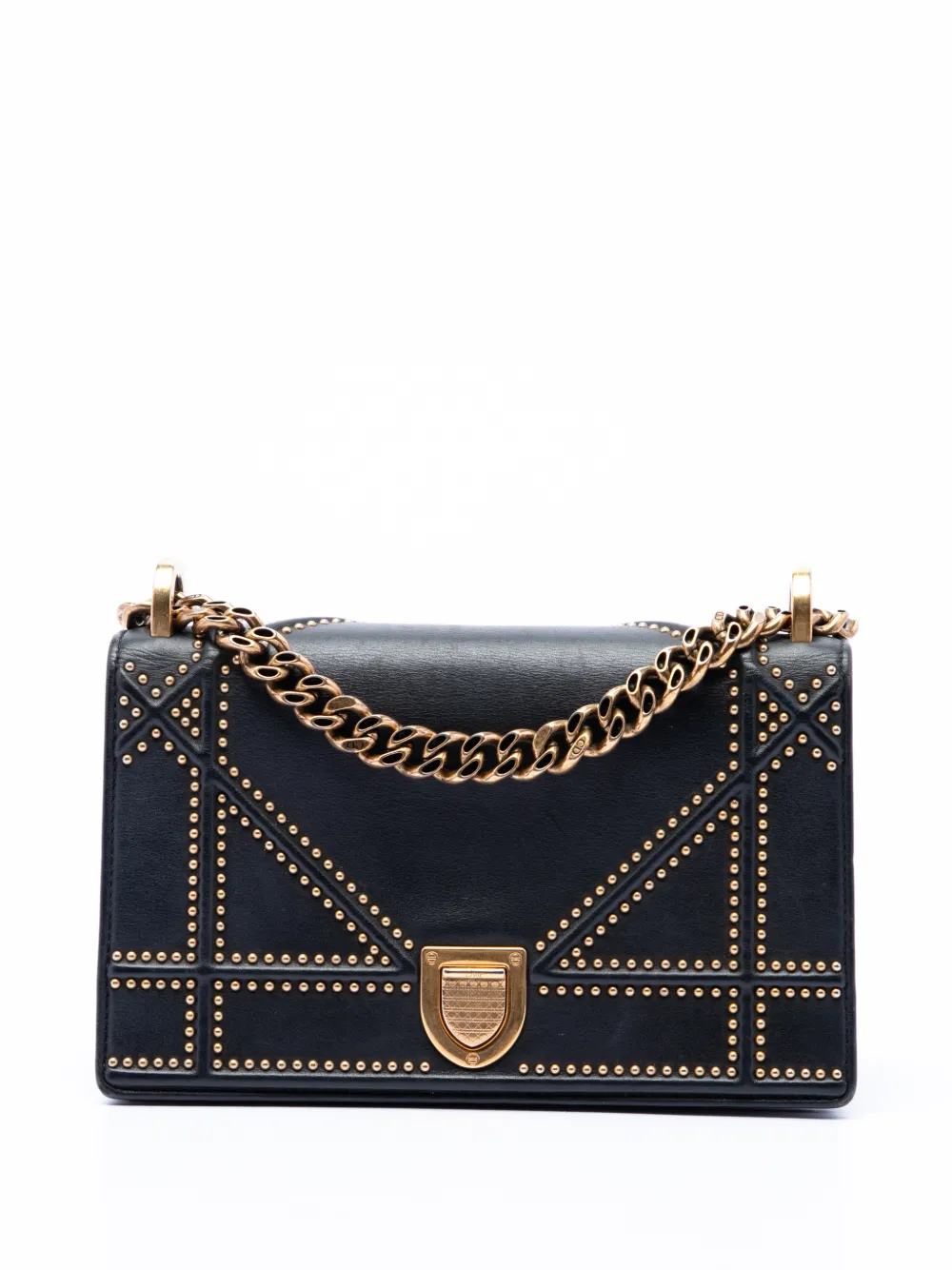 Christian Dior Pre-Owned 2015 Medium Studded Lambskin Diorama Flap crossbody bag - Black