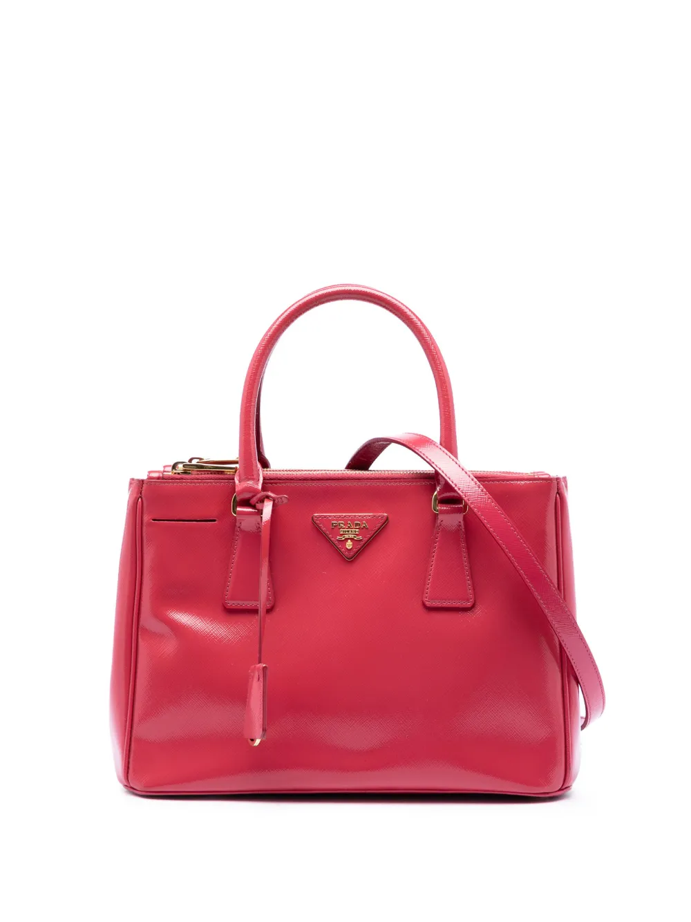 Prada Pre-Owned Borsa a tracolla Saffiano Vernice Galleria piccola con doppia zip 2013-2026 - Rosa