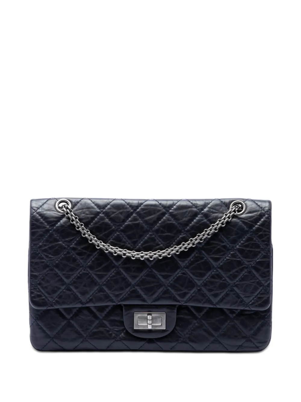 CHANEL Pre-Owned Borsa a spalla Reissue 2.55 Double Flap 227 in pelle di vitello trapuntata 2010-2011 - Blu