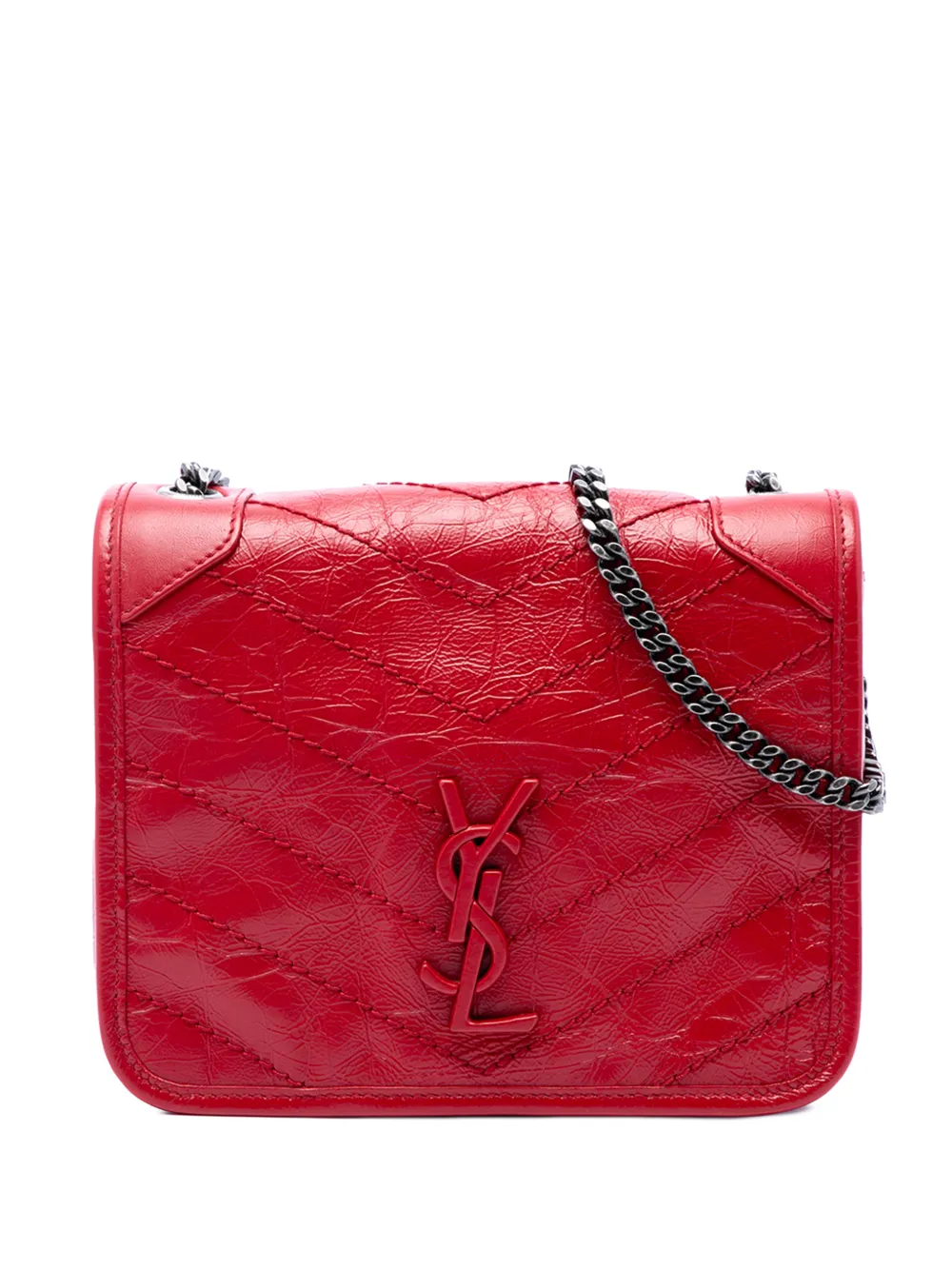 Saint Laurent Pre-Owned Borsa a tracolla Niki in pelle di vitello effetto stropicciato 2019 - Rosso