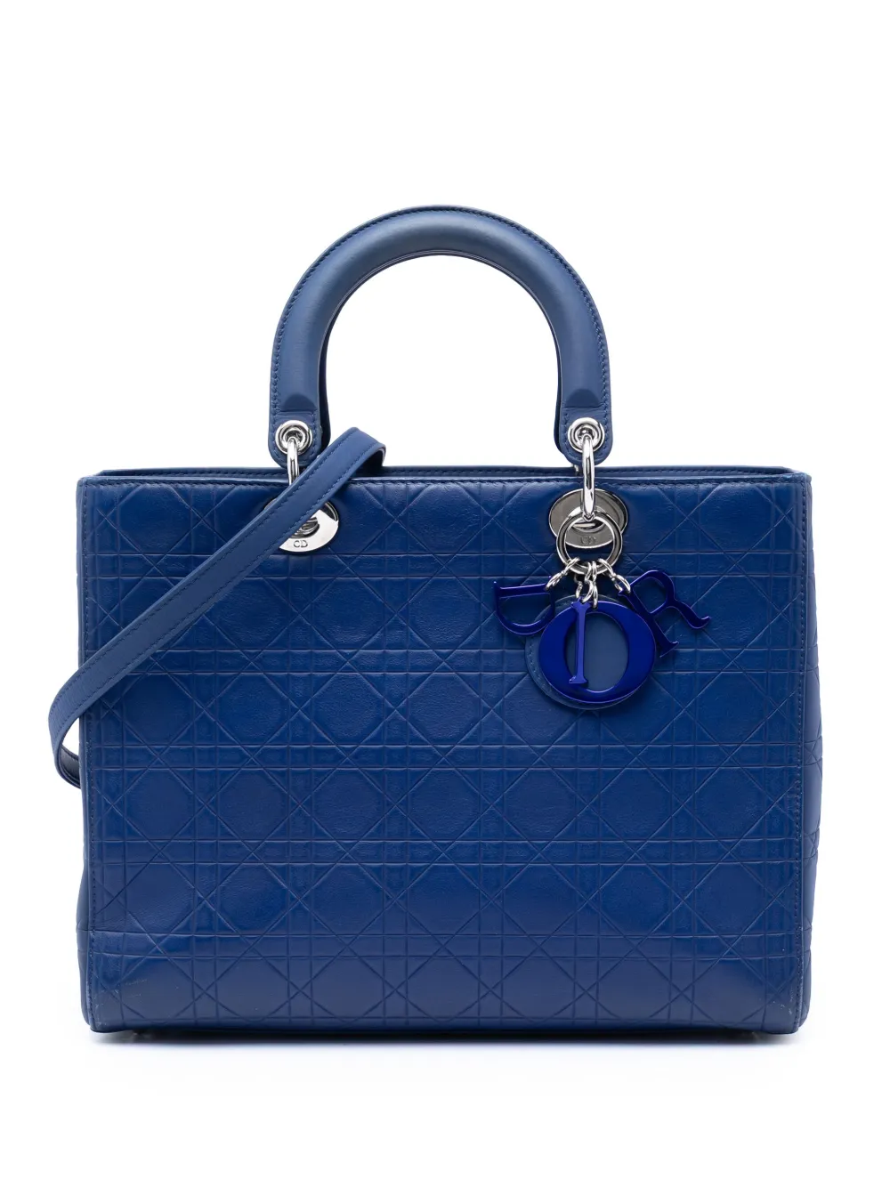 Christian Dior Pre-Owned 2013 Large Ultra Matte Calfskin Cannage Embossed Lady Dior satchel - Blue