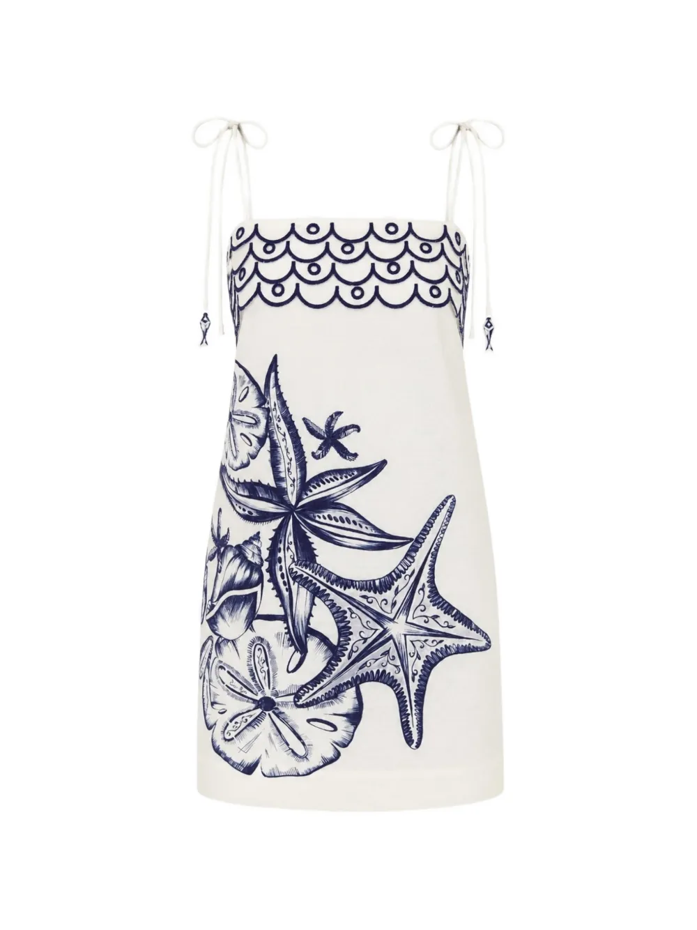 FARM Rio mini Coast Stars embroidered sea-print dress - Bianco
