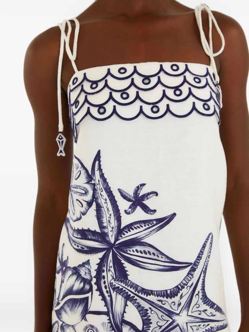 FARM Rio Coast Stars mini-jurk met borduurwerk en print Wit