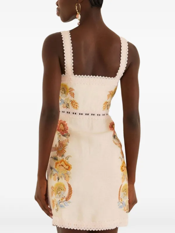 FARM Rio Mini Ligia floral-print crochet-trim Dress | Neutrals