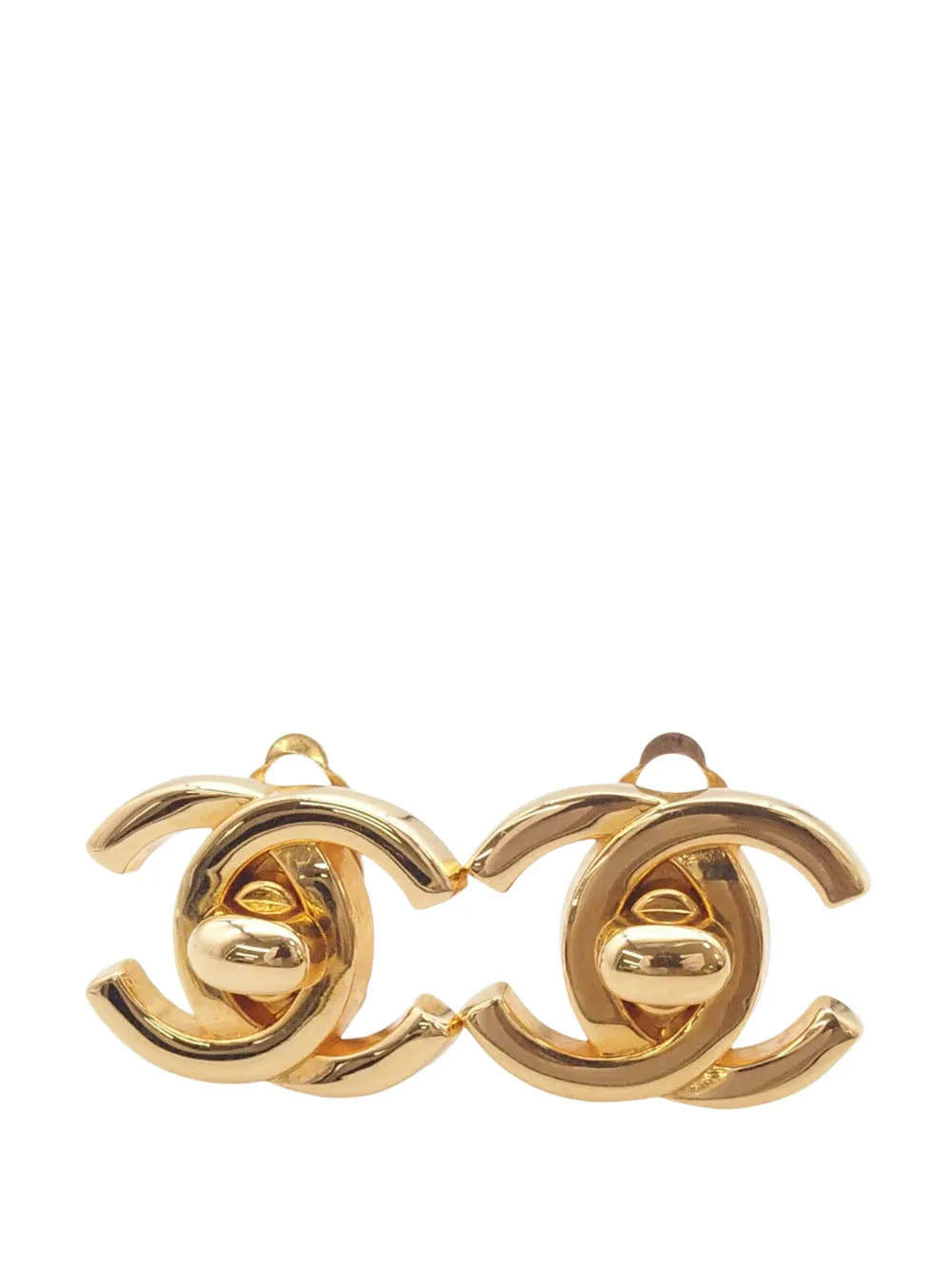 CHANEL Pre-Owned Orecchini a clip CC placcati in oro con dettaglio a girello 1995